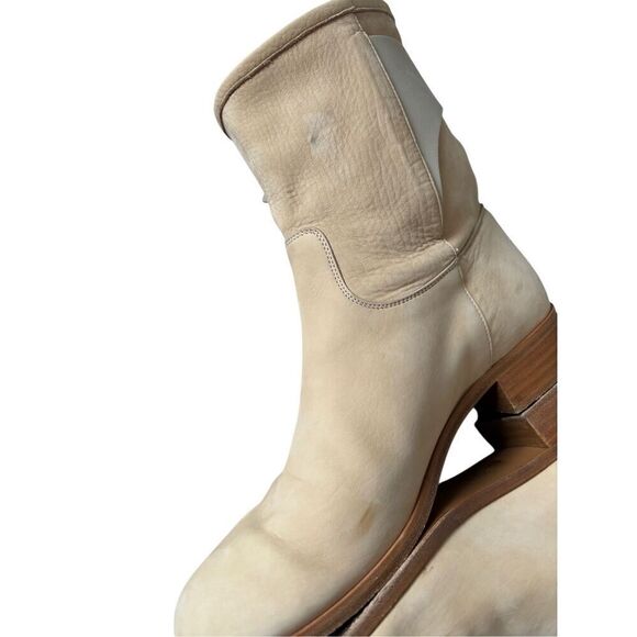 Frye Ricki Ring Fold Back Soft Leather Bootie size 7.5 Cream Tan - Picture 7 of 11